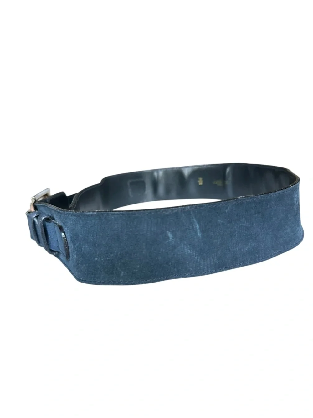 Women GIANNI VERSACE Blue Geometric Leather Belt Made In Italy Size 70/28